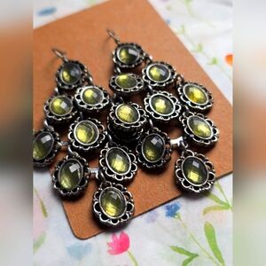 Gorgeous Green and Silver Vintage-Inspired Floral Earrings